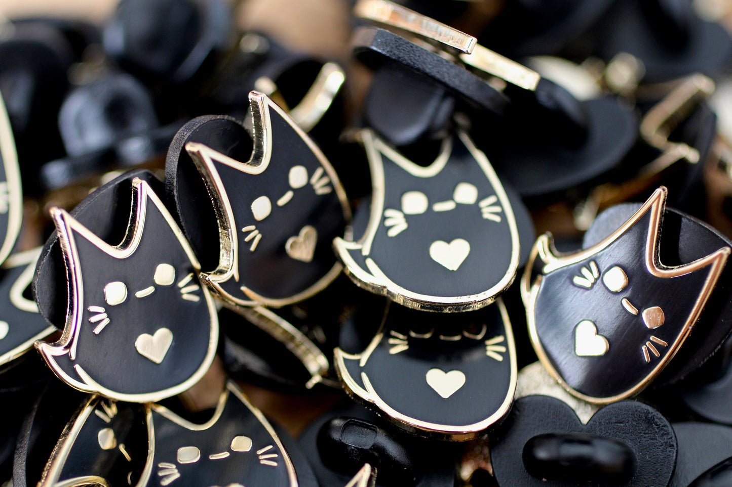 Black Heart Cat Pin